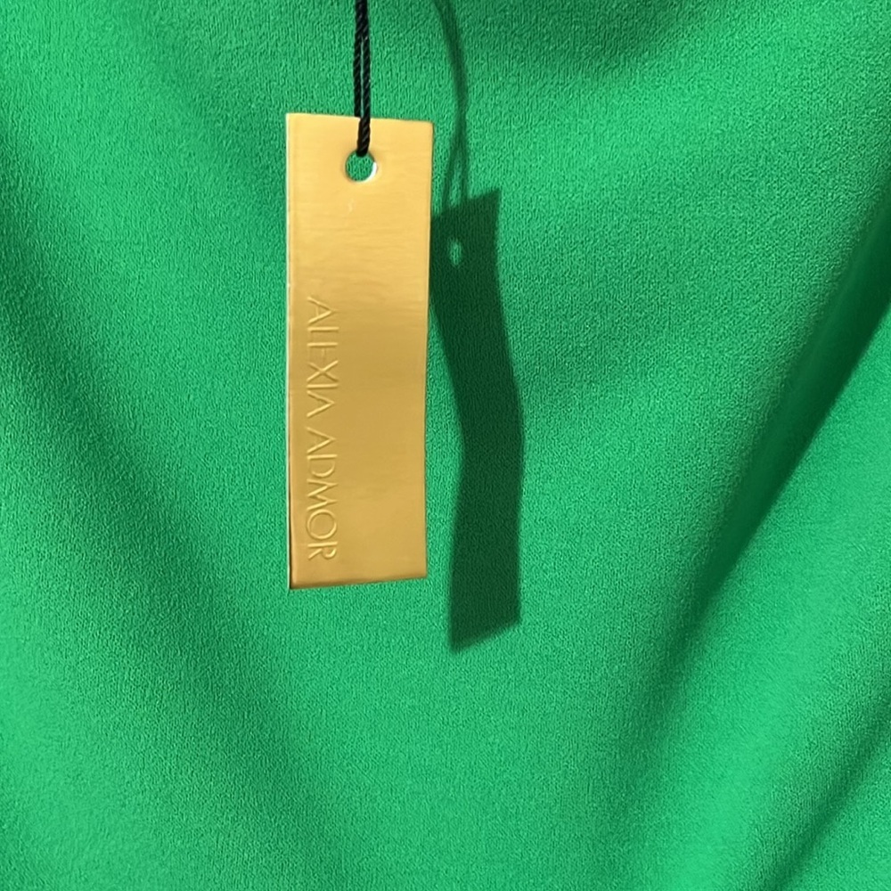 NWT Alexia Admor Green with Scalloped Nexkline Below Knee Dress a229 - Picture 5 of 8